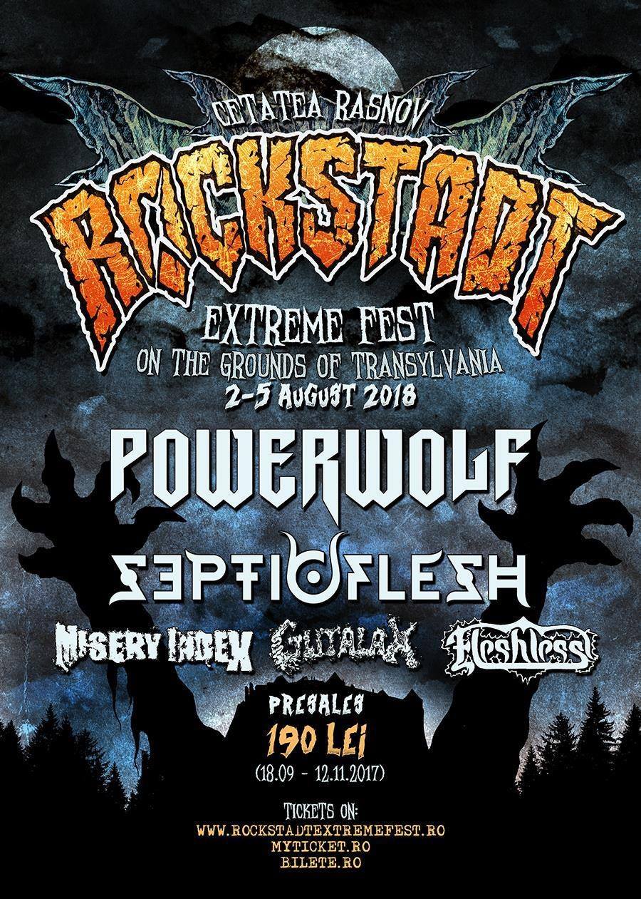 You are currently viewing POWERWOLF, SEPTICFLESH, MISERY INDEX, GUTALAX si FLESHLESS: primele nume confirmate pentru Rockstadt Extreme Fest 2018